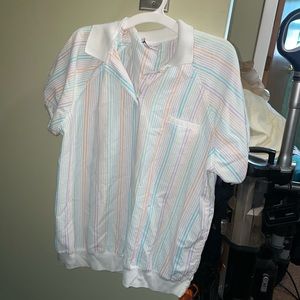 The American collection ltd pastel striped half button up shirt